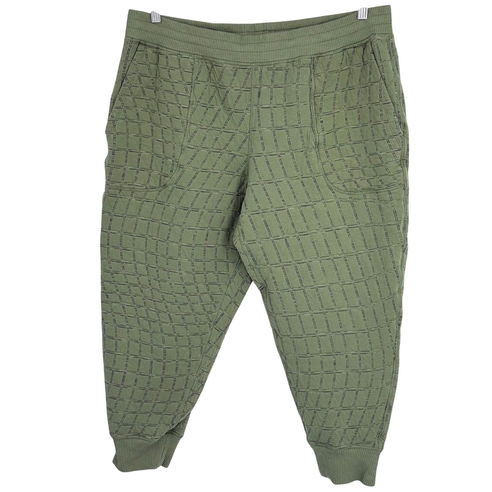 Nike Yoga Therma FIT Luxe Jogger Women 1X Reversible‎ Green Quilted Pants
